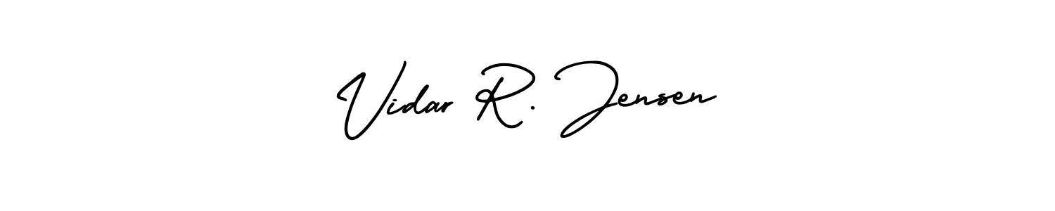 if you are searching for the best signature style for your name Vidar R. Jensen. so please give up your signature search. here we have designed multiple signature styles  using AmerikaSignatureDemo-Regular. Vidar R. Jensen signature style 3 images and pictures png