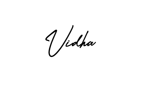 You should practise on your own different ways (AmerikaSignatureDemo-Regular) to write your name (Vidha) in signature. don't let someone else do it for you. Vidha signature style 3 images and pictures png