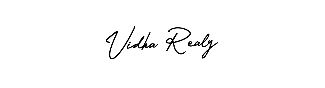 You should practise on your own different ways (AmerikaSignatureDemo-Regular) to write your name (Vidha Realy) in signature. don't let someone else do it for you. Vidha Realy signature style 3 images and pictures png