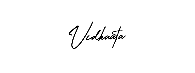 The best way (AmerikaSignatureDemo-Regular) to make a short signature is to pick only two or three words in your name. The name Vidhaata include a total of six letters. For converting this name. Vidhaata signature style 3 images and pictures png