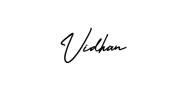 It looks lik you need a new signature style for name Vidhan. Design unique handwritten (AmerikaSignatureDemo-Regular) signature with our free signature maker in just a few clicks. Vidhan signature style 3 images and pictures png