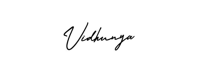 Use a signature maker to create a handwritten signature online. With this signature software, you can design (AmerikaSignatureDemo-Regular) your own signature for name Vidhunya. Vidhunya signature style 3 images and pictures png