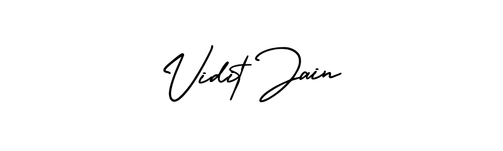 You should practise on your own different ways (AmerikaSignatureDemo-Regular) to write your name (Vidit Jain) in signature. don't let someone else do it for you. Vidit Jain signature style 3 images and pictures png