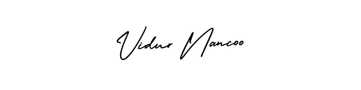 AmerikaSignatureDemo-Regular is a professional signature style that is perfect for those who want to add a touch of class to their signature. It is also a great choice for those who want to make their signature more unique. Get Vidur Nancoo name to fancy signature for free. Vidur Nancoo signature style 3 images and pictures png