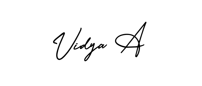 You should practise on your own different ways (AmerikaSignatureDemo-Regular) to write your name (Vidya A) in signature. don't let someone else do it for you. Vidya A signature style 3 images and pictures png