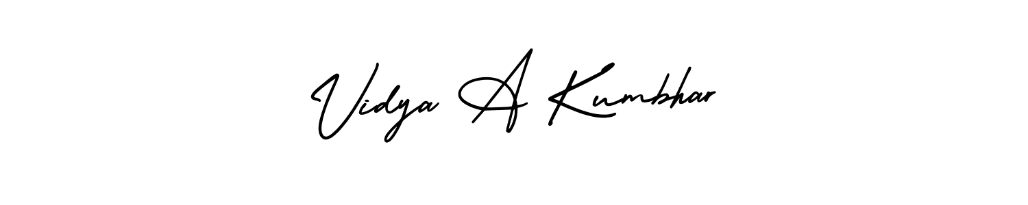 This is the best signature style for the Vidya A Kumbhar name. Also you like these signature font (AmerikaSignatureDemo-Regular). Mix name signature. Vidya A Kumbhar signature style 3 images and pictures png