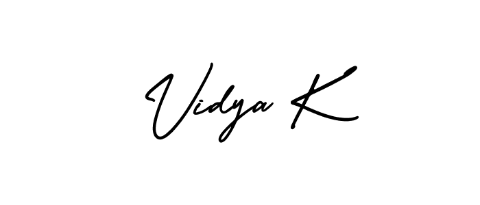This is the best signature style for the Vidya K name. Also you like these signature font (AmerikaSignatureDemo-Regular). Mix name signature. Vidya K signature style 3 images and pictures png