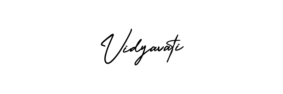 You should practise on your own different ways (AmerikaSignatureDemo-Regular) to write your name (Vidyavati) in signature. don't let someone else do it for you. Vidyavati signature style 3 images and pictures png