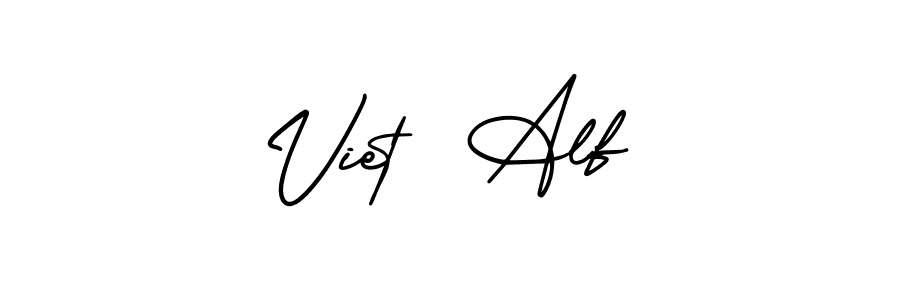 The best way (AmerikaSignatureDemo-Regular) to make a short signature is to pick only two or three words in your name. The name Viet  Alf include a total of six letters. For converting this name. Viet  Alf signature style 3 images and pictures png