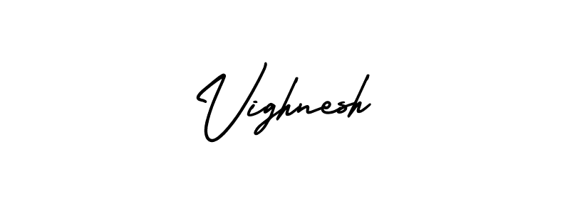 The best way (AmerikaSignatureDemo-Regular) to make a short signature is to pick only two or three words in your name. The name Vighnesh include a total of six letters. For converting this name. Vighnesh signature style 3 images and pictures png