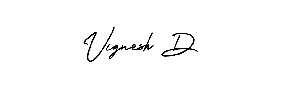 How to make Vignesh D name signature. Use AmerikaSignatureDemo-Regular style for creating short signs online. This is the latest handwritten sign. Vignesh D signature style 3 images and pictures png