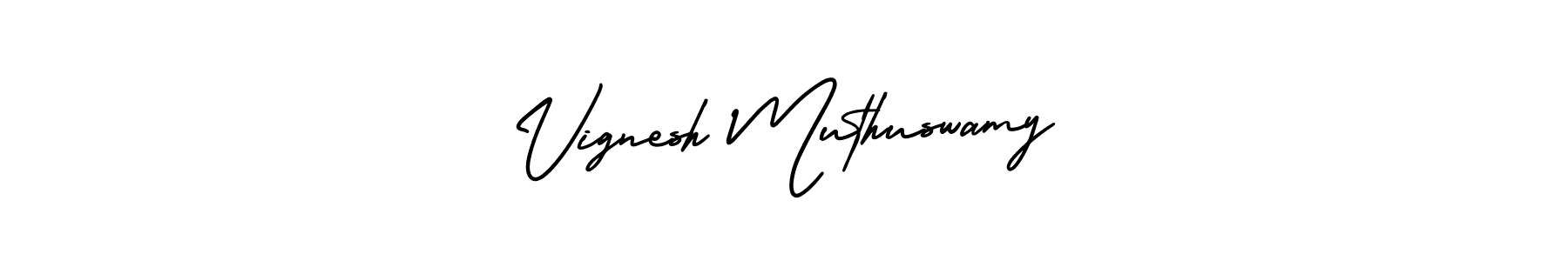 Make a beautiful signature design for name Vignesh Muthuswamy. With this signature (AmerikaSignatureDemo-Regular) style, you can create a handwritten signature for free. Vignesh Muthuswamy signature style 3 images and pictures png