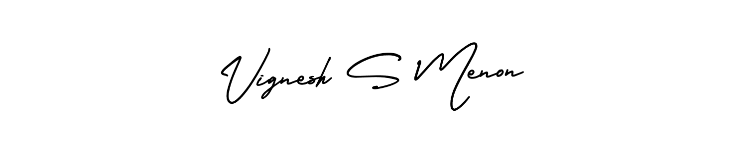 Use a signature maker to create a handwritten signature online. With this signature software, you can design (AmerikaSignatureDemo-Regular) your own signature for name Vignesh S Menon. Vignesh S Menon signature style 3 images and pictures png