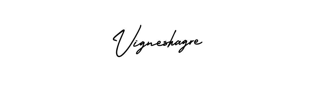 The best way (AmerikaSignatureDemo-Regular) to make a short signature is to pick only two or three words in your name. The name Vigneshagre include a total of six letters. For converting this name. Vigneshagre signature style 3 images and pictures png