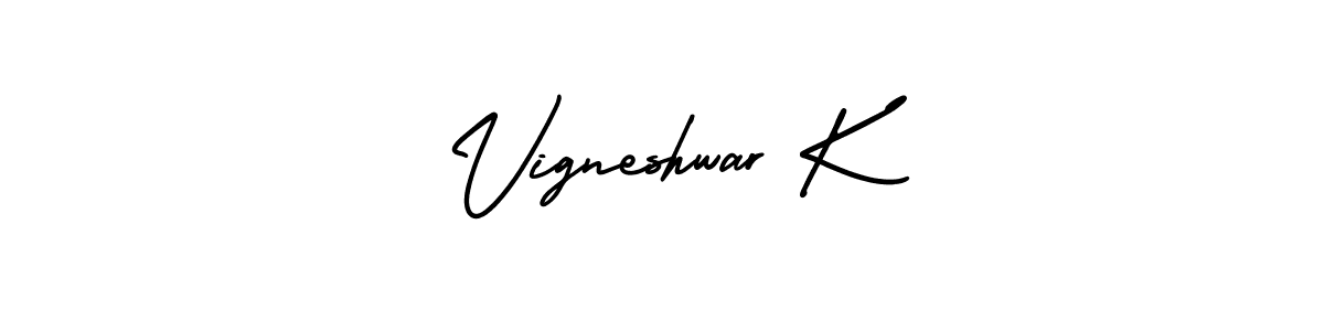 Design your own signature with our free online signature maker. With this signature software, you can create a handwritten (AmerikaSignatureDemo-Regular) signature for name Vigneshwar K. Vigneshwar K signature style 3 images and pictures png