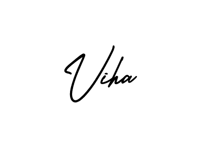 The best way (AmerikaSignatureDemo-Regular) to make a short signature is to pick only two or three words in your name. The name Viha include a total of six letters. For converting this name. Viha signature style 3 images and pictures png