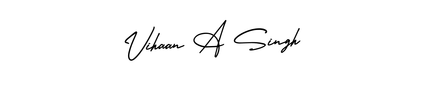 This is the best signature style for the Vihaan A Singh name. Also you like these signature font (AmerikaSignatureDemo-Regular). Mix name signature. Vihaan A Singh signature style 3 images and pictures png