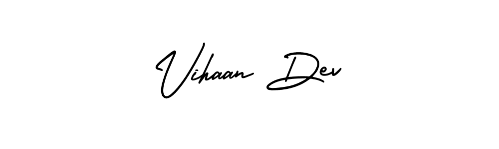 The best way (AmerikaSignatureDemo-Regular) to make a short signature is to pick only two or three words in your name. The name Vihaan Dev include a total of six letters. For converting this name. Vihaan Dev signature style 3 images and pictures png