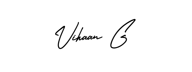The best way (AmerikaSignatureDemo-Regular) to make a short signature is to pick only two or three words in your name. The name Vihaan G include a total of six letters. For converting this name. Vihaan G signature style 3 images and pictures png