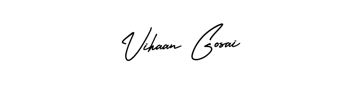 Similarly AmerikaSignatureDemo-Regular is the best handwritten signature design. Signature creator online .You can use it as an online autograph creator for name Vihaan Gosai. Vihaan Gosai signature style 3 images and pictures png