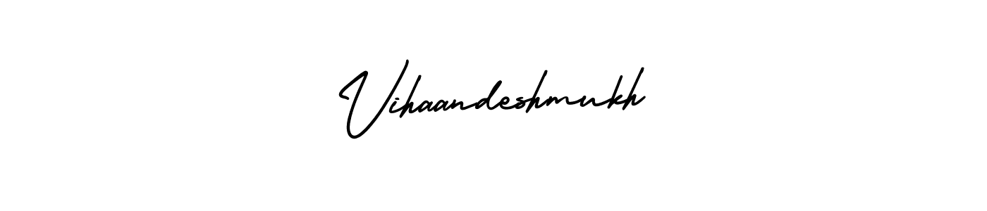 Make a beautiful signature design for name Vihaandeshmukh. With this signature (AmerikaSignatureDemo-Regular) style, you can create a handwritten signature for free. Vihaandeshmukh signature style 3 images and pictures png