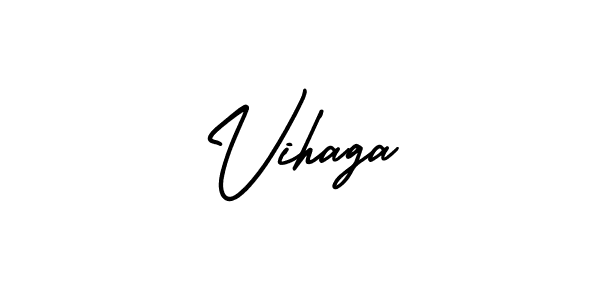 You should practise on your own different ways (AmerikaSignatureDemo-Regular) to write your name (Vihaga) in signature. don't let someone else do it for you. Vihaga signature style 3 images and pictures png