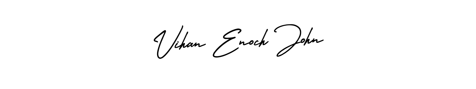 AmerikaSignatureDemo-Regular is a professional signature style that is perfect for those who want to add a touch of class to their signature. It is also a great choice for those who want to make their signature more unique. Get Vihan Enoch John name to fancy signature for free. Vihan Enoch John signature style 3 images and pictures png