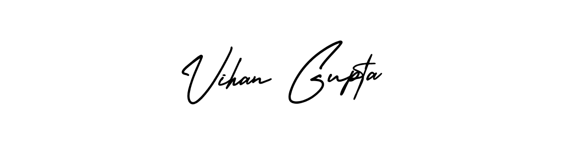 The best way (AmerikaSignatureDemo-Regular) to make a short signature is to pick only two or three words in your name. The name Vihan Gupta include a total of six letters. For converting this name. Vihan Gupta signature style 3 images and pictures png