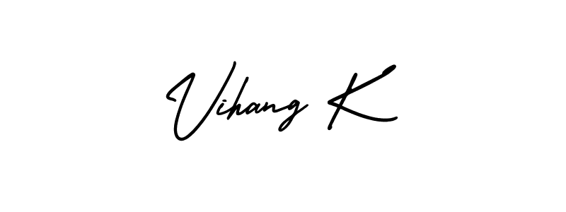 It looks lik you need a new signature style for name Vihang K. Design unique handwritten (AmerikaSignatureDemo-Regular) signature with our free signature maker in just a few clicks. Vihang K signature style 3 images and pictures png