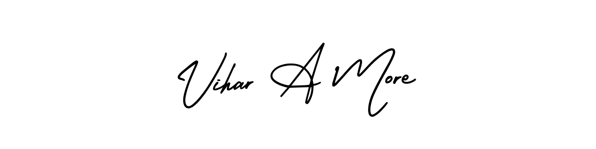 You should practise on your own different ways (AmerikaSignatureDemo-Regular) to write your name (Vihar A More) in signature. don't let someone else do it for you. Vihar A More signature style 3 images and pictures png