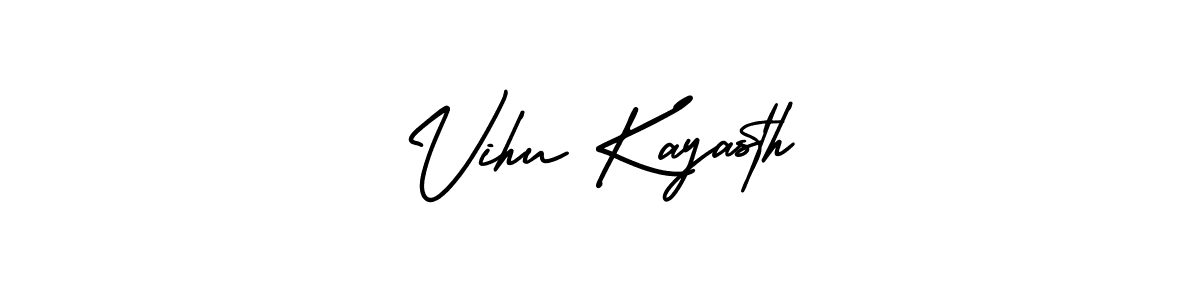 AmerikaSignatureDemo-Regular is a professional signature style that is perfect for those who want to add a touch of class to their signature. It is also a great choice for those who want to make their signature more unique. Get Vihu Kayasth name to fancy signature for free. Vihu Kayasth signature style 3 images and pictures png