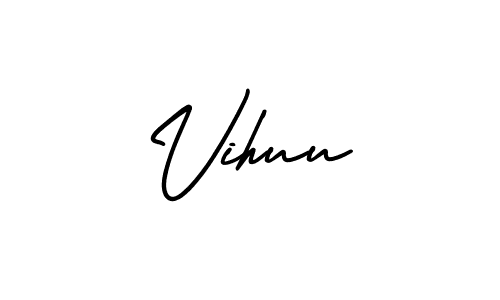 Vihuu stylish signature style. Best Handwritten Sign (AmerikaSignatureDemo-Regular) for my name. Handwritten Signature Collection Ideas for my name Vihuu. Vihuu signature style 3 images and pictures png
