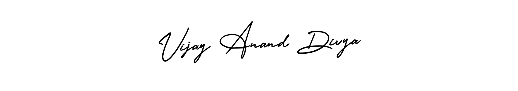 This is the best signature style for the Vijay Anand Divya name. Also you like these signature font (AmerikaSignatureDemo-Regular). Mix name signature. Vijay Anand Divya signature style 3 images and pictures png