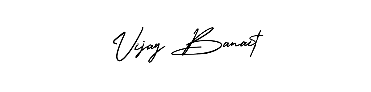 You should practise on your own different ways (AmerikaSignatureDemo-Regular) to write your name (Vijay Banait) in signature. don't let someone else do it for you. Vijay Banait signature style 3 images and pictures png