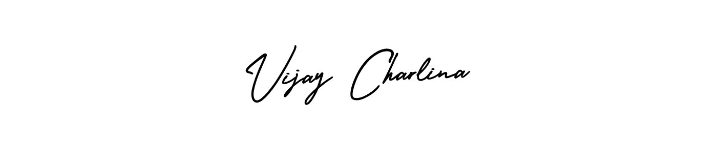 This is the best signature style for the Vijay Charlina name. Also you like these signature font (AmerikaSignatureDemo-Regular). Mix name signature. Vijay Charlina signature style 3 images and pictures png