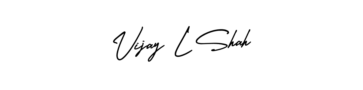 You should practise on your own different ways (AmerikaSignatureDemo-Regular) to write your name (Vijay L Shah) in signature. don't let someone else do it for you. Vijay L Shah signature style 3 images and pictures png