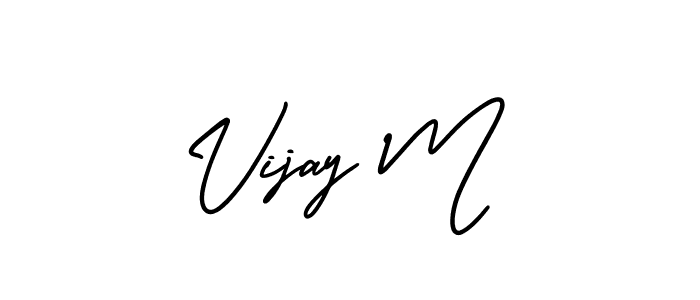 The best way (AmerikaSignatureDemo-Regular) to make a short signature is to pick only two or three words in your name. The name Vijay M include a total of six letters. For converting this name. Vijay M signature style 3 images and pictures png