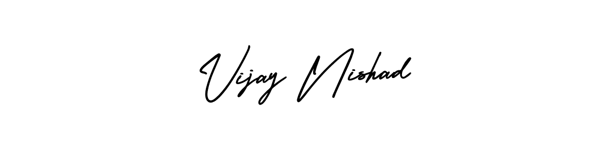 The best way (AmerikaSignatureDemo-Regular) to make a short signature is to pick only two or three words in your name. The name Vijay Nishad include a total of six letters. For converting this name. Vijay Nishad signature style 3 images and pictures png