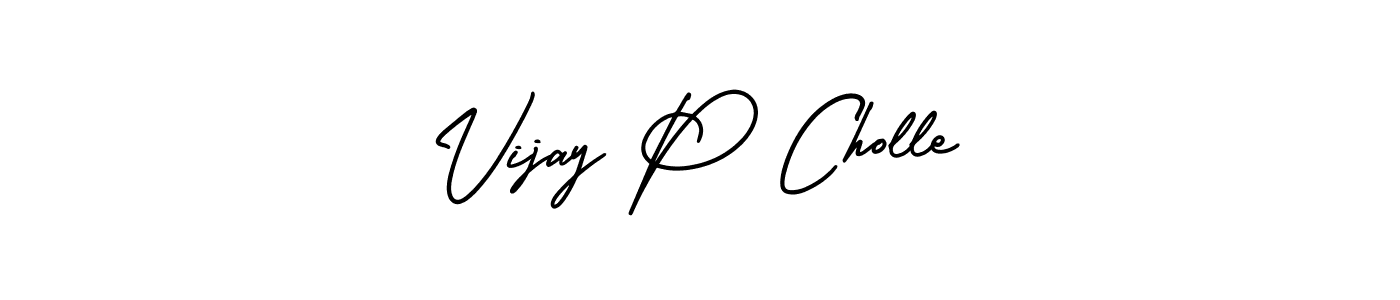 The best way (AmerikaSignatureDemo-Regular) to make a short signature is to pick only two or three words in your name. The name Vijay P Cholle include a total of six letters. For converting this name. Vijay P Cholle signature style 3 images and pictures png