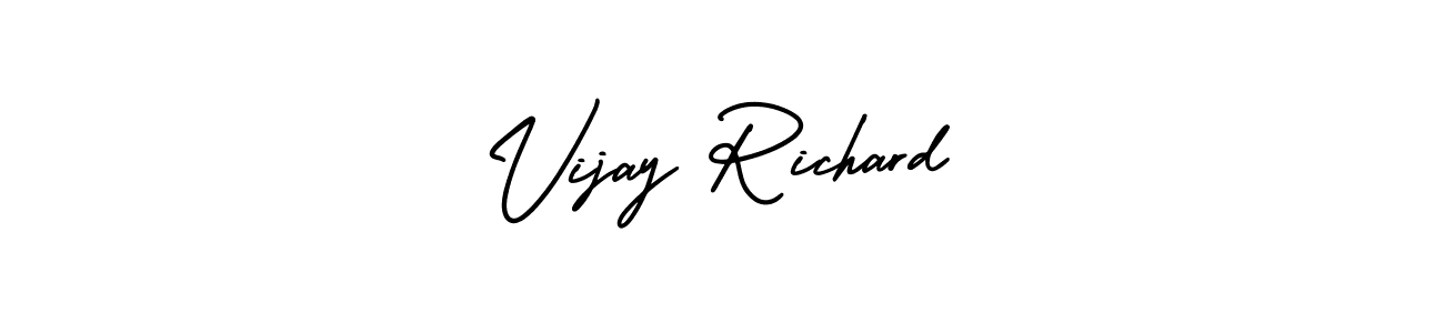 The best way (AmerikaSignatureDemo-Regular) to make a short signature is to pick only two or three words in your name. The name Vijay Richard include a total of six letters. For converting this name. Vijay Richard signature style 3 images and pictures png