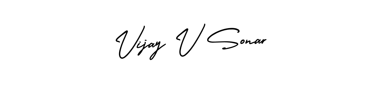 You should practise on your own different ways (AmerikaSignatureDemo-Regular) to write your name (Vijay V Sonar) in signature. don't let someone else do it for you. Vijay V Sonar signature style 3 images and pictures png