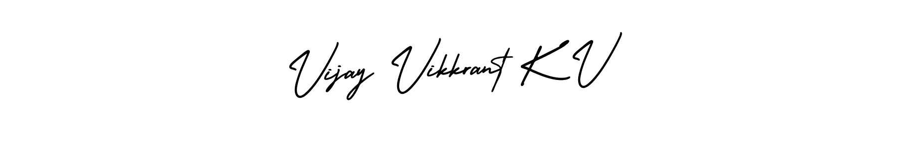 You should practise on your own different ways (AmerikaSignatureDemo-Regular) to write your name (Vijay Vikkrant K V) in signature. don't let someone else do it for you. Vijay Vikkrant K V signature style 3 images and pictures png