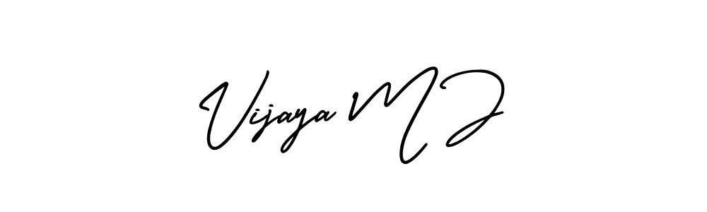 You should practise on your own different ways (AmerikaSignatureDemo-Regular) to write your name (Vijaya M J) in signature. don't let someone else do it for you. Vijaya M J signature style 3 images and pictures png