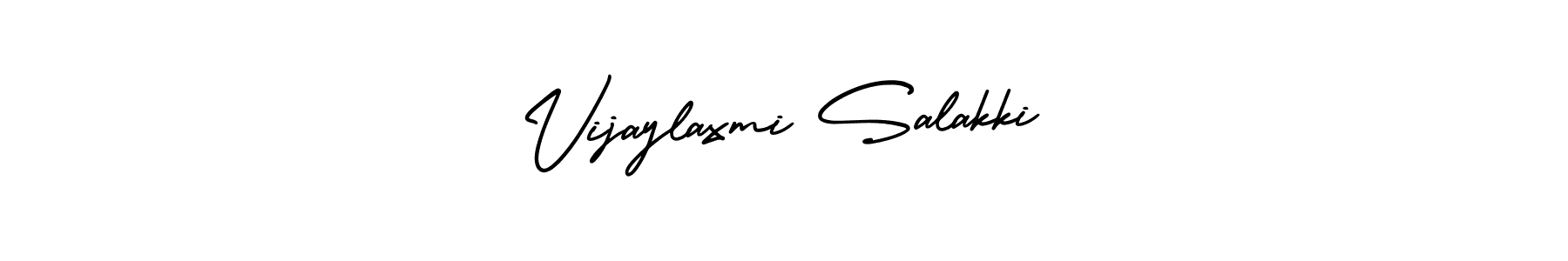 The best way (AmerikaSignatureDemo-Regular) to make a short signature is to pick only two or three words in your name. The name Vijaylaxmi Salakki include a total of six letters. For converting this name. Vijaylaxmi Salakki signature style 3 images and pictures png