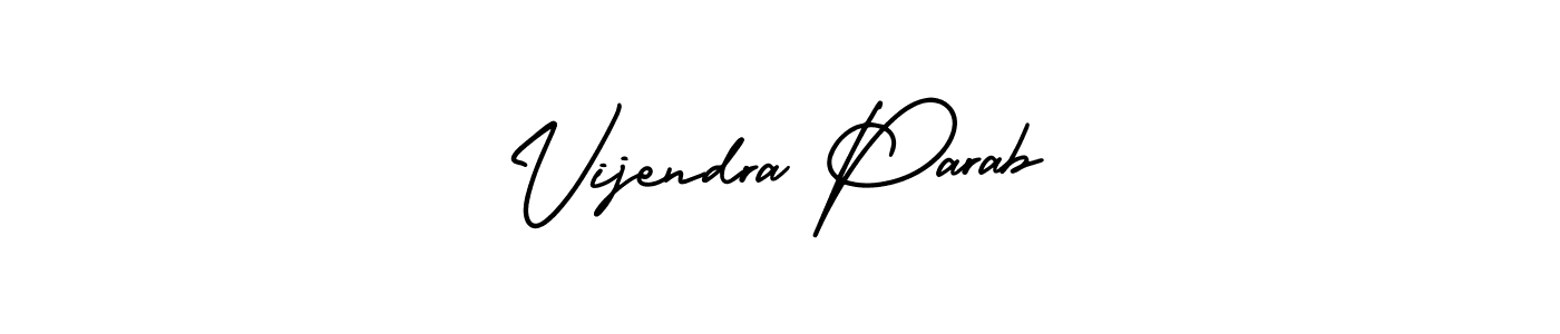 The best way (AmerikaSignatureDemo-Regular) to make a short signature is to pick only two or three words in your name. The name Vijendra Parab include a total of six letters. For converting this name. Vijendra Parab signature style 3 images and pictures png