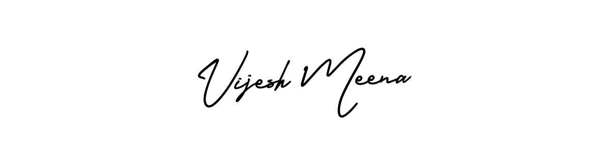 How to make Vijesh Meena name signature. Use AmerikaSignatureDemo-Regular style for creating short signs online. This is the latest handwritten sign. Vijesh Meena signature style 3 images and pictures png