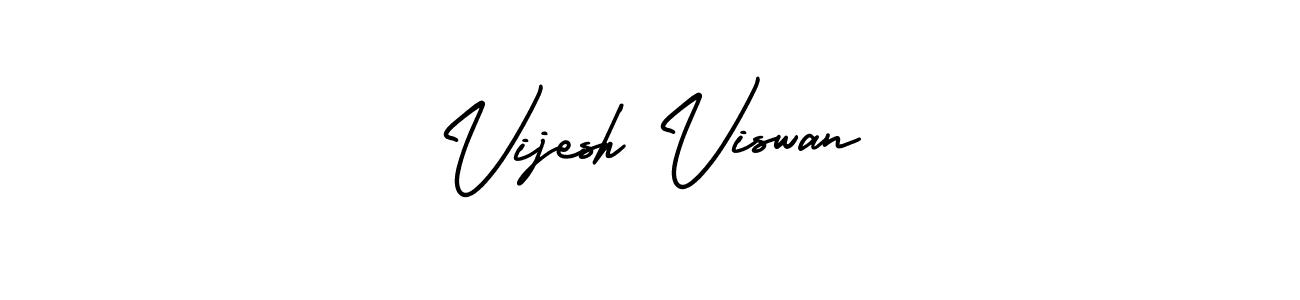 The best way (AmerikaSignatureDemo-Regular) to make a short signature is to pick only two or three words in your name. The name Vijesh Viswan include a total of six letters. For converting this name. Vijesh Viswan signature style 3 images and pictures png
