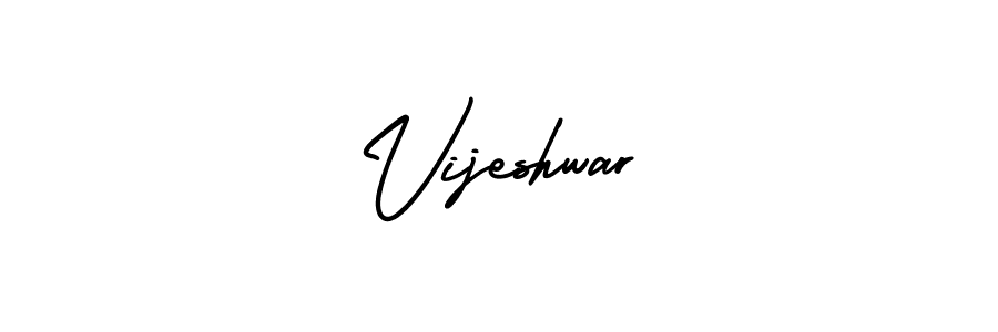 How to make Vijeshwar name signature. Use AmerikaSignatureDemo-Regular style for creating short signs online. This is the latest handwritten sign. Vijeshwar signature style 3 images and pictures png
