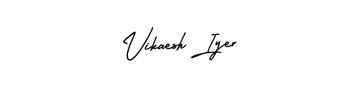 The best way (AmerikaSignatureDemo-Regular) to make a short signature is to pick only two or three words in your name. The name Vikaesh Iyer include a total of six letters. For converting this name. Vikaesh Iyer signature style 3 images and pictures png