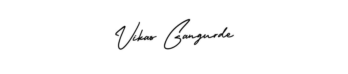 You should practise on your own different ways (AmerikaSignatureDemo-Regular) to write your name (Vikas Gangurde) in signature. don't let someone else do it for you. Vikas Gangurde signature style 3 images and pictures png